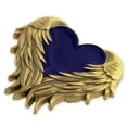 thumbnail image 2 of PinMart's Blue Heart with Antique Gold Angel Wings Enamel Lapel Pin, 2 of 3
