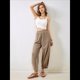 thumbnail image 5 of Pantalones Anchos y Holgados para Mujer, Estilo Palazzo Harén, Informales, con Cintura Elástica y Bolsillos. Caqui L, 5 of 10