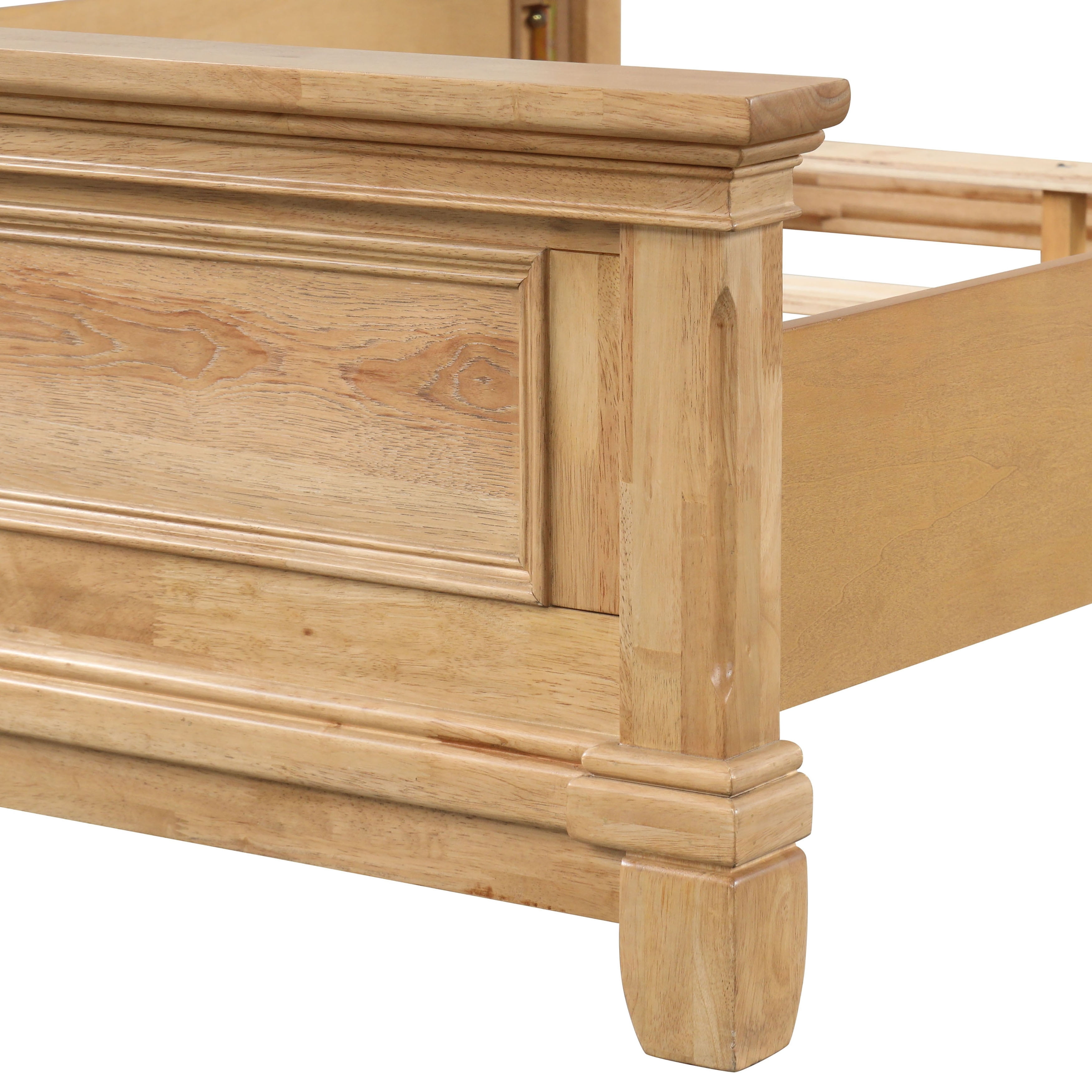 Furniture of America Stratford Solid Wood King Panel Bed, Natural Oak