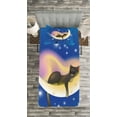 thumbnail image 3 of Ambesonne Cartoon Quilted Bedspread Set 2 Pcs, Cat, Twin Size, Yellow Blue, 3 of 3