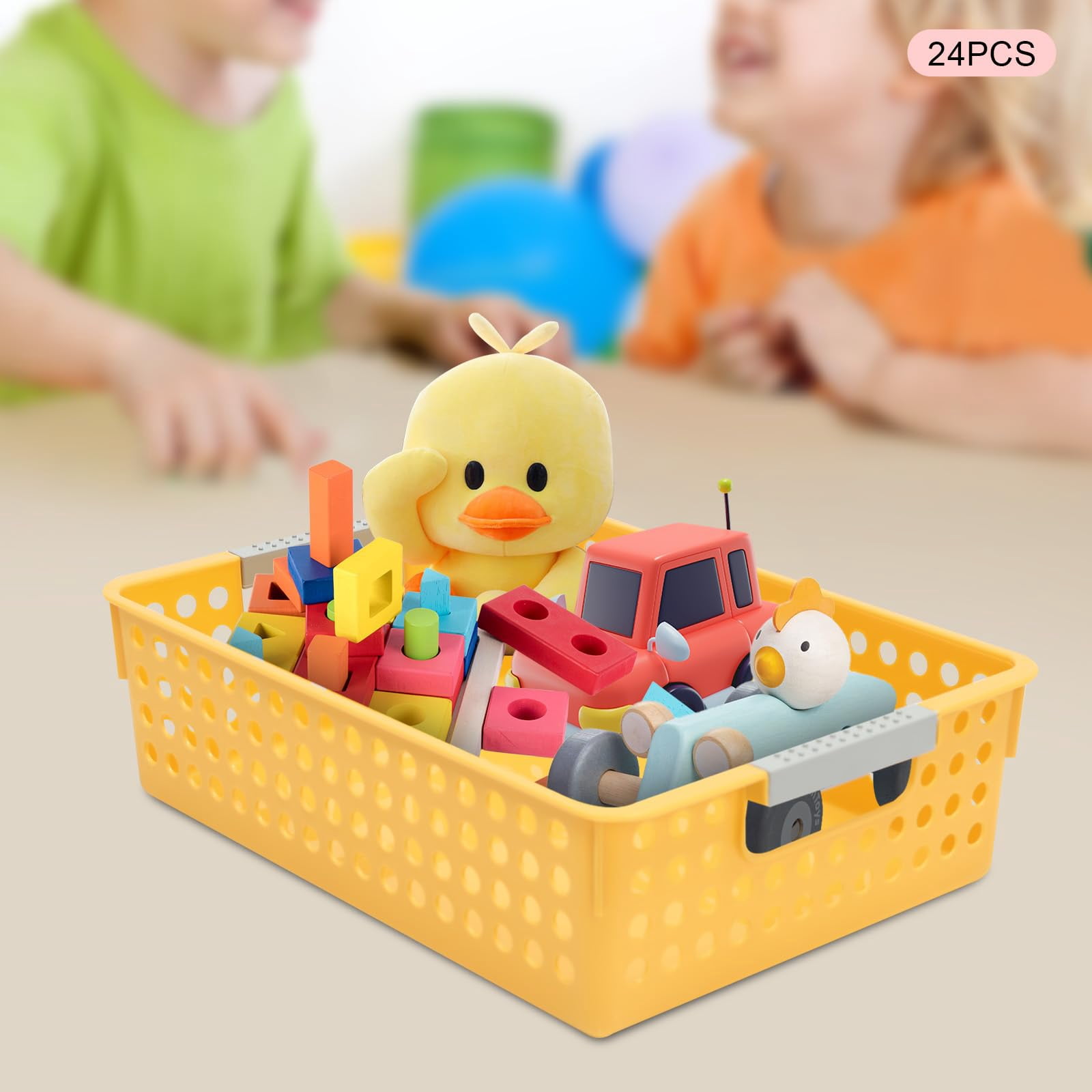 24 Pack Colorful Mesh Classroom Baskets, Classroom Storage Bin Book Basket- 11.8x8.5x3.3 Inch Stackable Storage Bins for School Supplies, Toys, Crafts, Organizer Bins for Papers, Books, Crayons