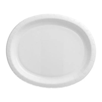 EcoQuality 12"x10" Oval White Paper Plates – Disposable Plate for Appetizers, Salads, Desserts, Parties, Catering, Weddings, Buffets, Everyday Use, Tableware for Events (14)