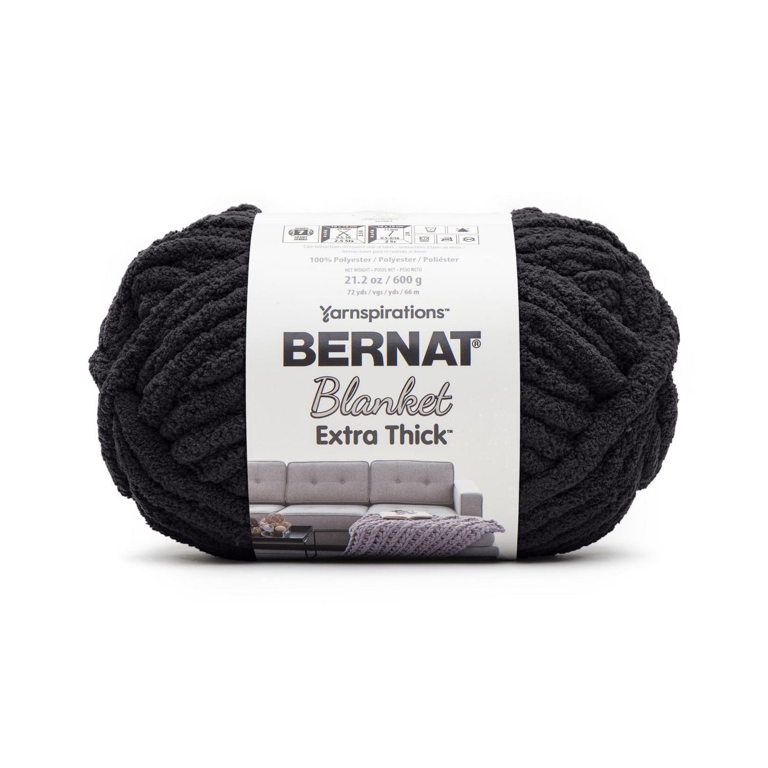 Bernat® Blanket Extra Thick™ #7 Jumbo Polyester Yarn, Coal 21.2oz/600g 72 Yards