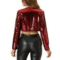thumbnail image 3 of INSPIRE CHIC Women's Cropped Cardigan Sequin Open Front Long Sleeve Glitter Shrug XL Red, 3 of 6