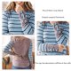 thumbnail image 5 of Blusa de mujer Manga larga Cuello redondo Jersey Gemelos Rayas de leopardo Patchwork Mujer Top Azul claro M, 5 of 6