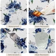 thumbnail image 4 of 60x84inches Watercolor Blue Floral Tablecloth Blue White Rectangle Table Cloth Waterproof Stain Resistant Fabric Table Cover for Kitchen Dining Room Holiday Picnic Party Indoor Outdoor Decor, 4 of 7