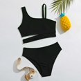 thumbnail image 3 of uikmnh Girls 2 Piece Swimsuit Solid Color Tankini Bikini Set for Summer Beach and Pool Play Color:Black,Size:7-8 Years, 3 of 7