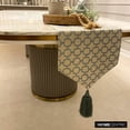 thumbnail image 5 of The HomeCentric Decorative Grey Table Runner 6 Seater Table Runner (14 x 72 inch) Embroidery & Lattice Table Runner, Linen fabric Table Linen, Geometric Modern - Geometrix Threads, 5 of 10