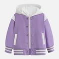 thumbnail image 2 of Gubotare Boy Baseball Varsity Jacket Girls Fleece Jacket Fall Winter Full Zip Fuzzy Coat Outwear with Pockets Size 9-10,(Purple 9-10 Years), 2 of 5
