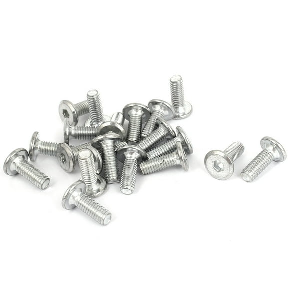 Unique Bargains 20 Pcs Countersunk Flat Head Cap Hexagon Socket Bolt Screws M6 x 15mm