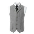 thumbnail image 2 of purcolt Mens Suit Vests Business Formal Herringbone Tweed Vest Slim Fit Casual Waistcoat for Wedding Groomsmen, 2 of 6