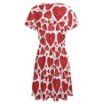 thumbnail image 5 of Valentines Day Hand Drawn Red Hearts Dress Fashion Beach Short Sleeve Dresses Female Party Printed Sundress, 5 of 7