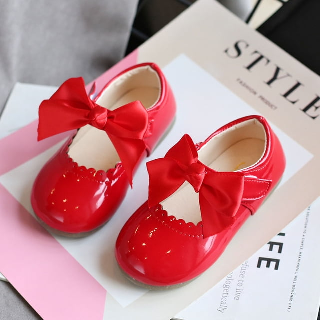 Offre Éclair du Jour Chaussures pour Tout-Petits Bébés Filles Mignonnes Mode Nœud Ajourées Antidérapantes Petites Chaussures en Cuir de Princesse, Sandales Rouges pour Enfants Taille 2,5-3 Ans