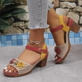 thumbnail image 2 of Dakaela Wedges Sandals for Women Dressy 2025 Open Toe Chunky Heeled Flower Shoes with Arch Support, 2 of 8