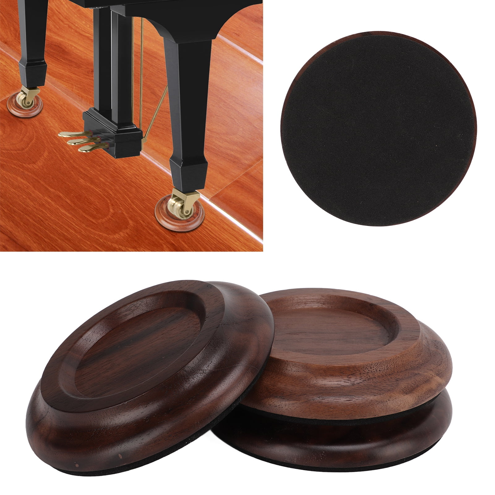 Tebru 3Pcs Piano Caster Pads Upright Non Slip Grand Pianos Casters Cups