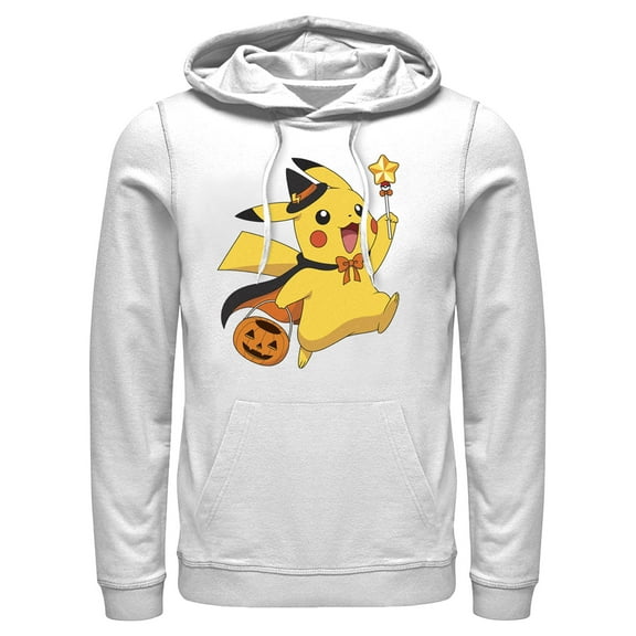 Men's Pokemon Halloween Pikachu Wizard  Pull Over Hoodie White Large