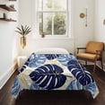 thumbnail image 4 of Blue Palm Leaves Tapestry for Bedroom Wall Hanging Tapestry, Farmhouse Summer Beige Tropical Plants Ceiling Backdrop Tapestries Poster Blanket Wall Decor for Teens Room Living Room Dorm 55" x 73", 4 of 8