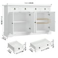 thumbnail image 3 of Homfa Buffet Cabinet with Drawers, 53.5”W Sideboard Storage Cabinet with Adjustable Shelf for Kitchen Dining Room, White, 3 of 7