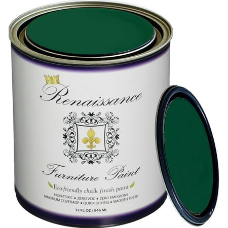 Renaissance Chalk Finish Paint - Viridian Quart (32oz) - Chalk Furniture & Cabinet Paint - Non Toxic, Eco-Friendly, Superior