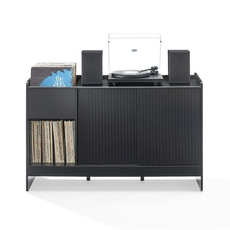 Crosley Furniture Arden Record Player Cabinet With Vinyl Storage in Black
