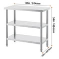 thumbnail image 4 of KFFKFF Metal Kitchen Workstation, 18x36x34 in Stainless Steel Work Table, with 2 Flexible Under Shelves, Durable for Cooking, BBQ, Home, Garage Use, 4 of 8