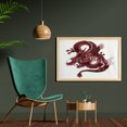thumbnail image 2 of Dragon Wall Art with Frame, Japanese Dragon Tatsu Folk Noble Monster Theme, Printed Fabric Poster for Bathroom Living Room Dorms, 35" x 23", Pale Pink and Burgundy, by Ambesonne, 2 of 2