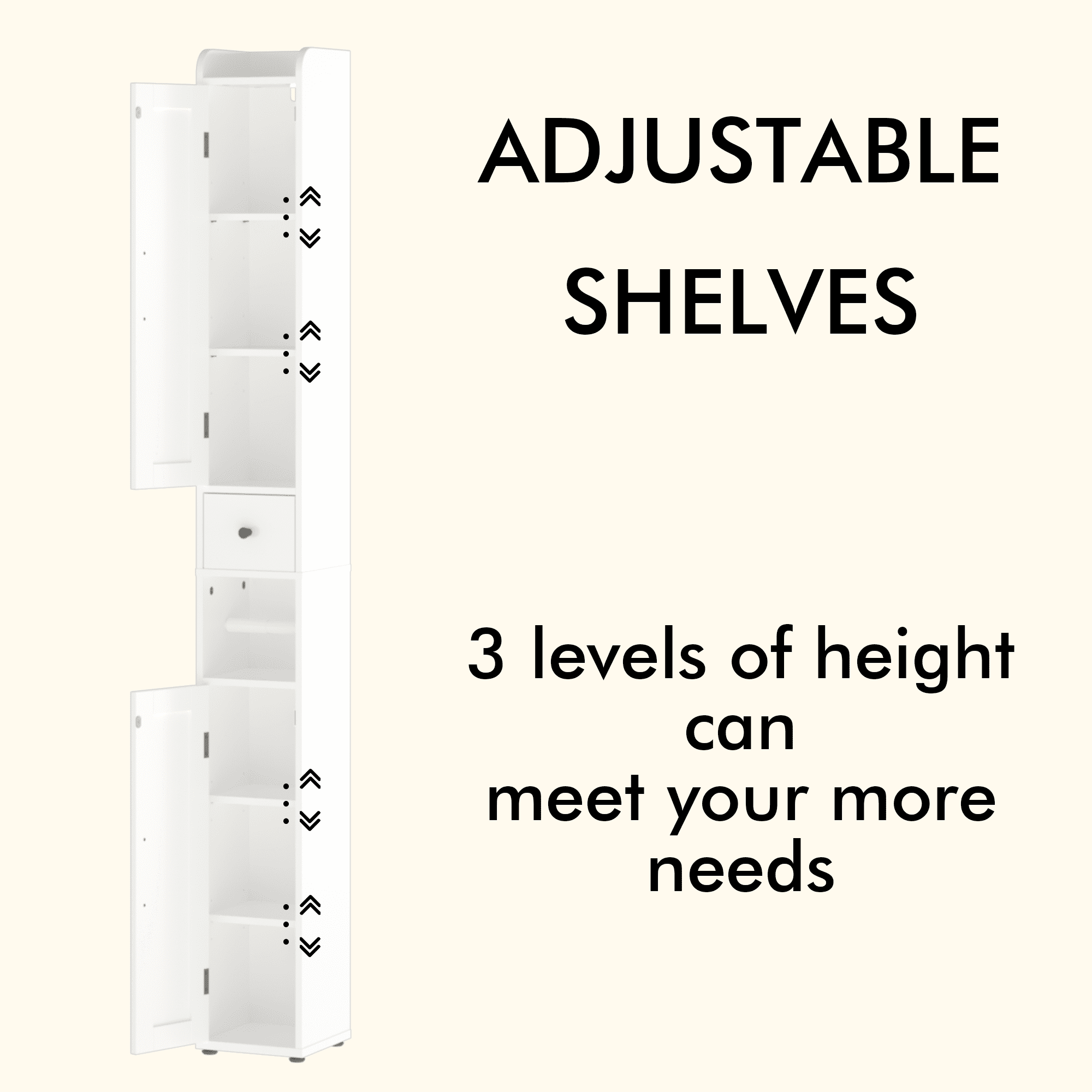 Aukfa 67.5" Wood Storage Cabinet, Slim Freestanding Cabinetfor Small Spaces, Bathroom,Kitchen, White