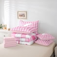 thumbnail image 6 of jejeloiu Pink Graffiti Monogram S 7-Piece Bedding Comforter Set For Girls,Modern Plaid Initial Letter Print King Bedding Sets,Pink Reversible, 6 of 7