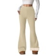 thumbnail image 2 of Women's Fleece Lined Thermal Pants, Winter Warm High Waisted Flare Leggings with Pockets, Soft Comfortable Yoga Pants for Lounging and Outdoor Activities Beige, 2 of 9