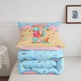 thumbnail image 5 of Manfei Cartoon Alphabet E Print Full Size Comforter Sets,Kawaii Ice Cream Bedding Comforter Set,Yellow,Pink Reversible,3 Pieces,1 Comforter and 2 Pillowcases, 5 of 7
