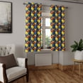 thumbnail image 2 of Ambesonne Vintage Grommet Curtain, Clock Faces Pattern, 50" x 54", Yellow and Black, 2 of 6