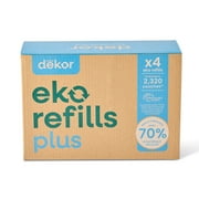 Diaper Dekor Eko Plus Refills, 4 Count | ONLY Eco-Friendly Diaper Pail Refills Made With 70% Recycled Materials | Quicker, Easier & More Cost Effective than Trash Bags