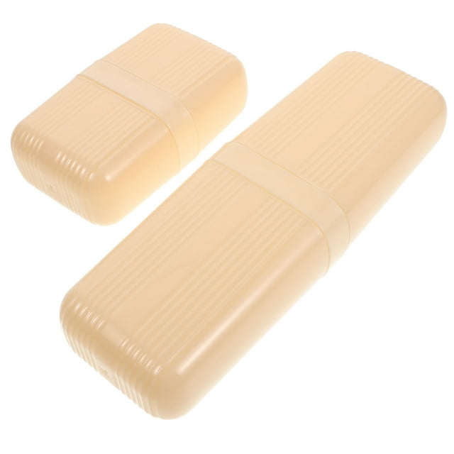 Estuche portátil de viaje para cepillos de dientes, 2 unidades, con funda y jabonera, contenedor multifuncional para guardar cepillos de dientes y pasta de dientes, ideal para camping y escuela