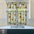thumbnail image 2 of 3-Piece Sunflower Kitchen Curtain Set - Ruffled Valance and Tier Curtains with Rod Pocket, Fresh Floral Pattern for Farmhouse Kitchen Windows Decor, 54"x18" + 27.5"x36"x2, 2 of 5