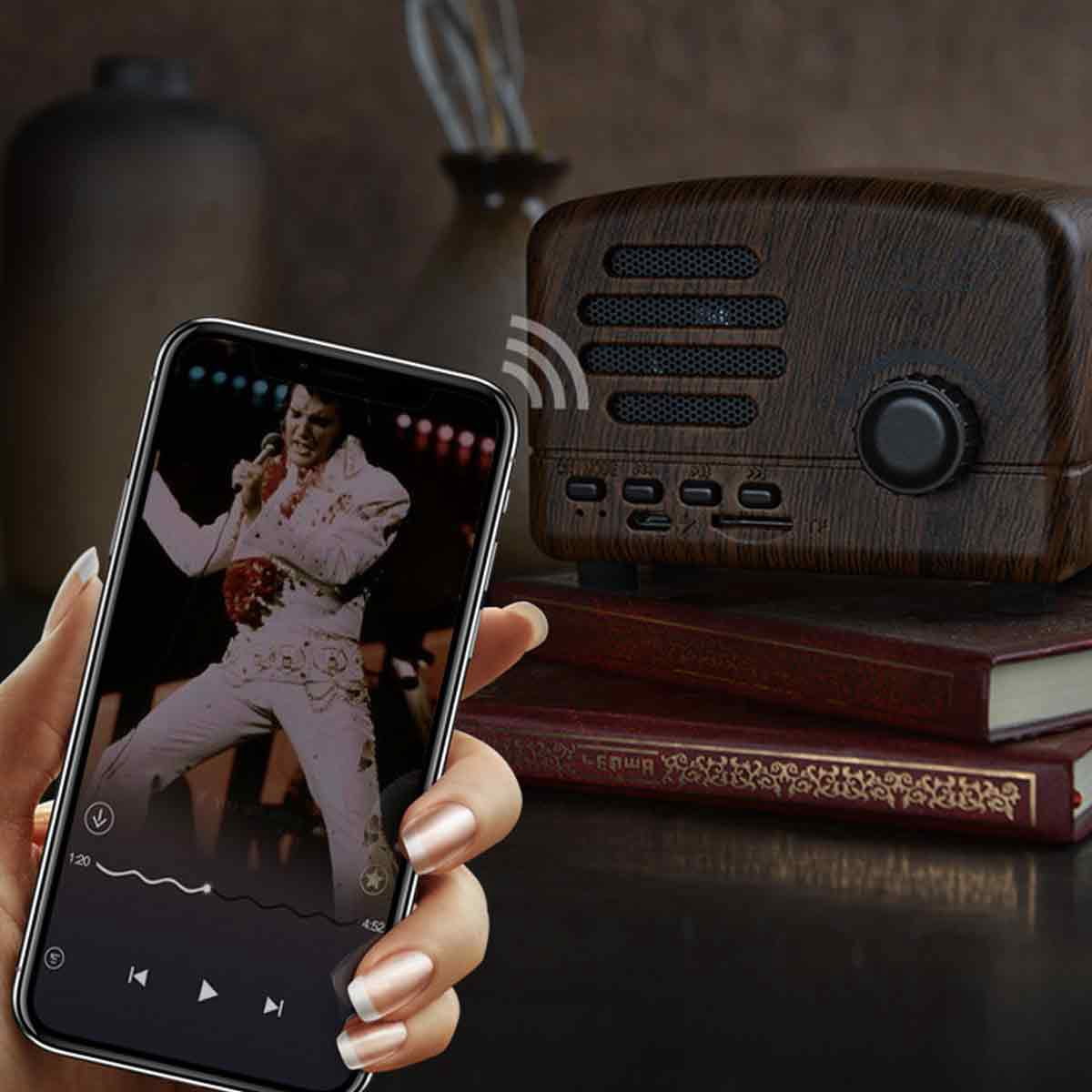 Mini Vintage Radio, Portable Retro Am Fm Support Card Receiver, Stereo Shortwave Pocket Usb Bluetooth Speaker With Rechargeable Battery Duulaya