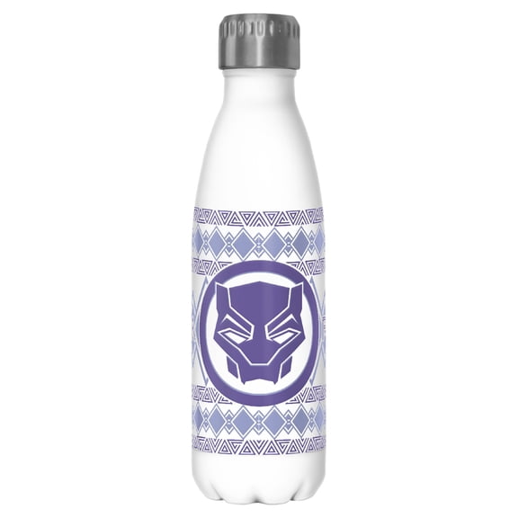 Black Panther: Wakanda Forever Purple Logo Stainless Steel Water Bottle White 17 oz.