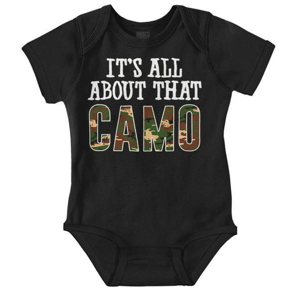 Its All About That Camo Hunting Romper Boys or Girls Infant Baby Brisco Brands 12M