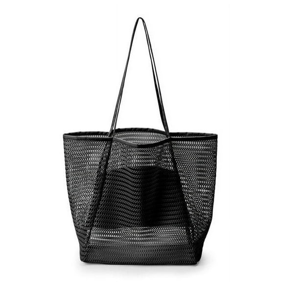 JUYGO Summer Large Capacity Sand Free Mesh Bag For Women Hollow Woven Handbag Casual Beach Bag Simple Shopper Tote Bag Purse Bolsa