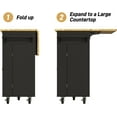 thumbnail image 6 of Blotout 55" Rolling Kitchen Island Cart with Drop Leaf Breakfast Bar, Rubber Wood Top – on Wheels with Drawer, Storage Cabinet, Spice & Towel Rack, 6 of 8
