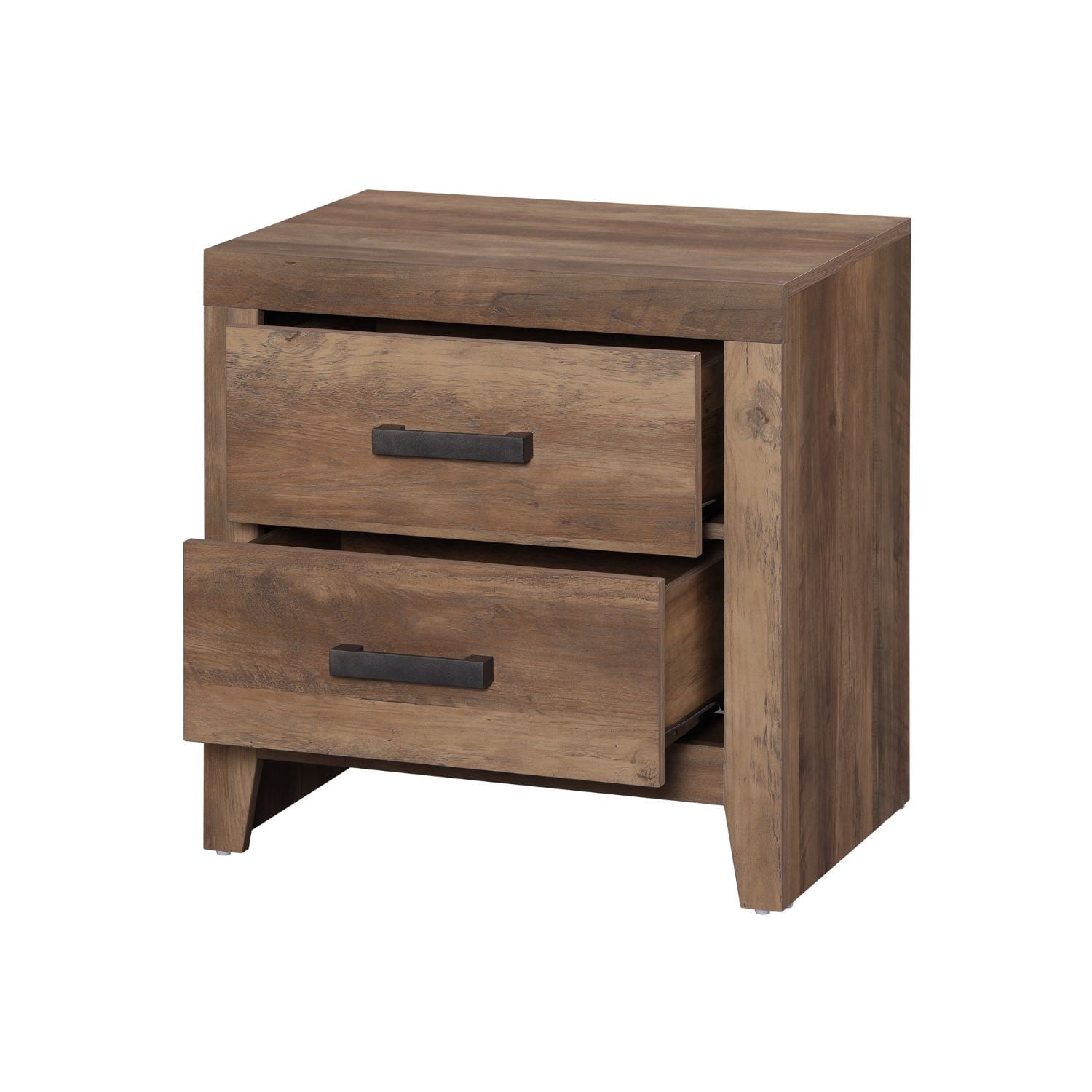 WAMPAT Modern Side Table with 2 Drawers Storage Cabinet for Bedroom, Living Room, Rustic Brown