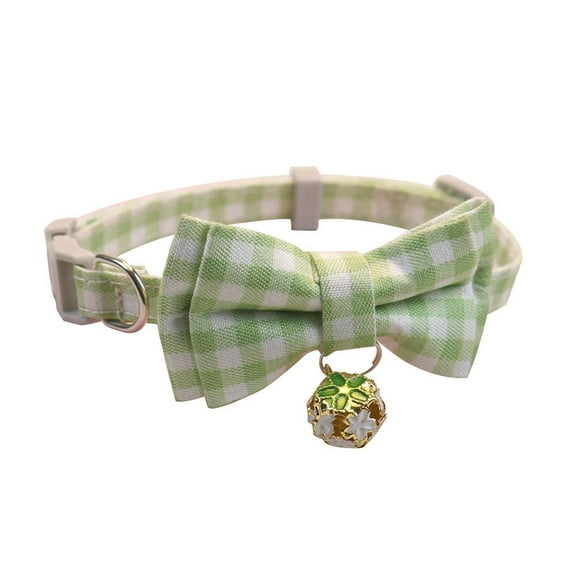 PFDDRW Dog Cat Kitten Small Pet Puppy Adjustable Neck Collar with Bell Bow Tie Dots (green)