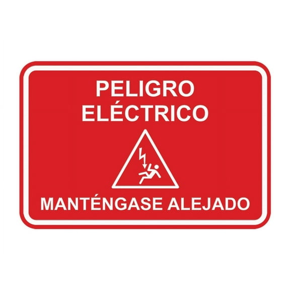 Signs ByLITA Classic Framed Peligro Eléctrico Manténgase Alejado Door or Wall Sign Easy Installation | Health And Safety | Building And Hospitality Sign (Red) - Large
