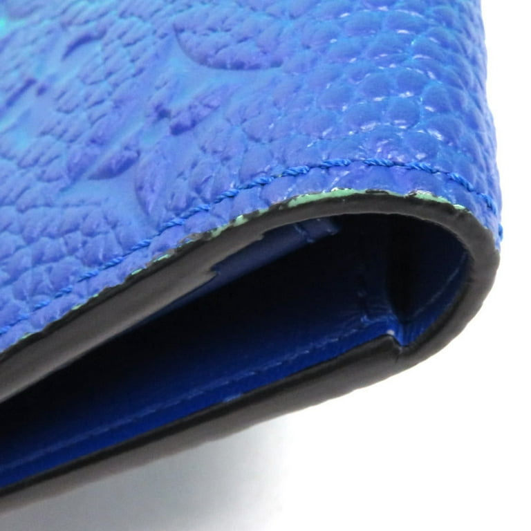 LOUIS VUITTON Bifold Wallet Portefeuille Brazza Neon Green Blue M81255