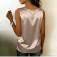 thumbnail image 3 of Women's Summer Sleeveless Silk Satin Tank Tops Blouse Loose Casual V Neck Blouses Shirt Champagne 2XL, 3 of 3