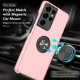thumbnail image 4 of Case for Samsung Galaxy S21 Ultra 5G, [Built-in Camera Cover] Military Shockproof Phone Case Cover with Embedded Metal Ring Stand Kickstand [Support Magnetic Car Holder] for S21 Ultra, Pink, 4 of 13