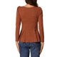 thumbnail image 3 of INSPIRAR CHIC Camisetas de Mujer de Manga Larga con Cuello Redondo Camisas Peplum Casual XS Marrón, 3 of 6