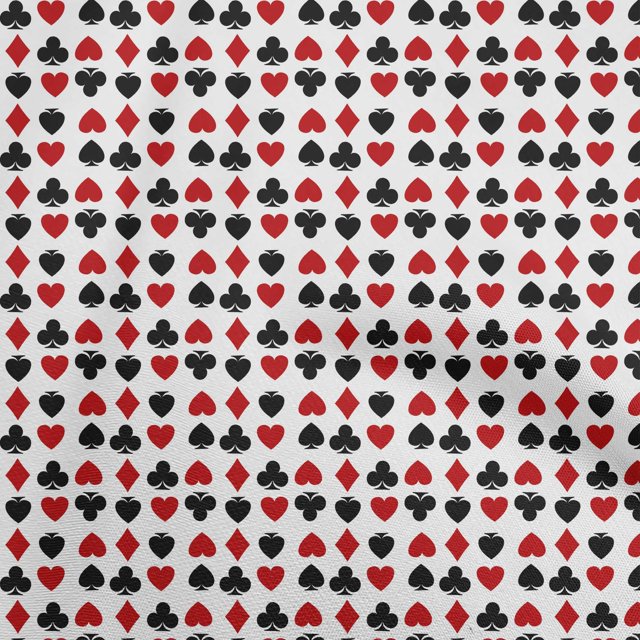 oneOone Cotton Flex Red Fabric Poker Card Craft Projects Decor Fabric Printed By The Yard 40 Inch Wide