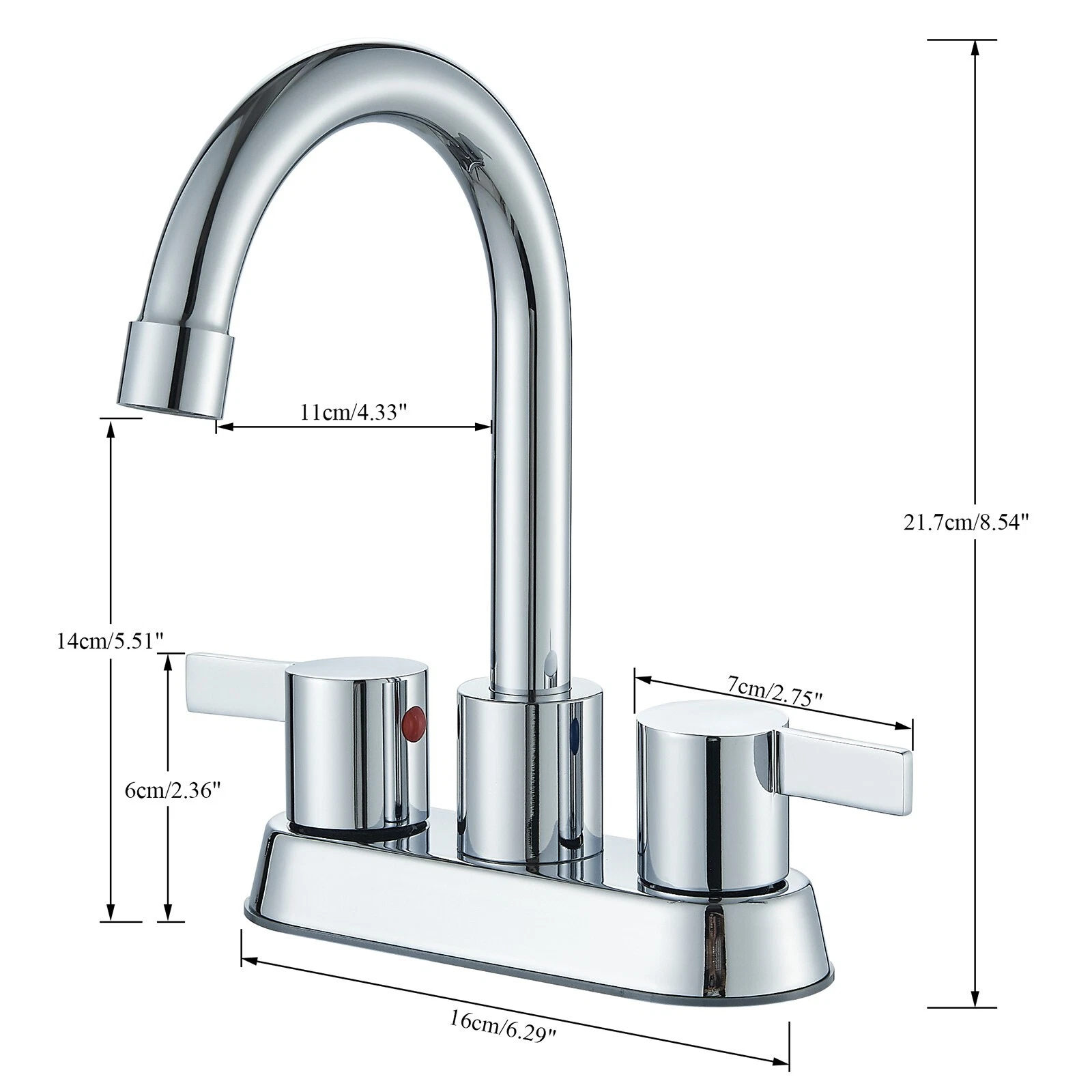Chrome Bathroom Vanity Faucet 2-Handle 3 Holes Lavatory 4 In Centerset Mixer Tap