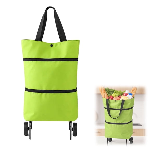 Foldable Shopping Cart, Collapsible Grocery Cart, Shopping Trolley Bag with Wheels, Folding Utility Trolley for Groceries Travel