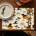 thumbnail image 4 of Black Cat Pumpkin Halloween Pattern Summer Placemats Table Placemats Set Of 6-Linen Kitchen Washable Placemats Table Mats 11.8"x17.7" Non-Slip Heat Resistant, 4 of 5